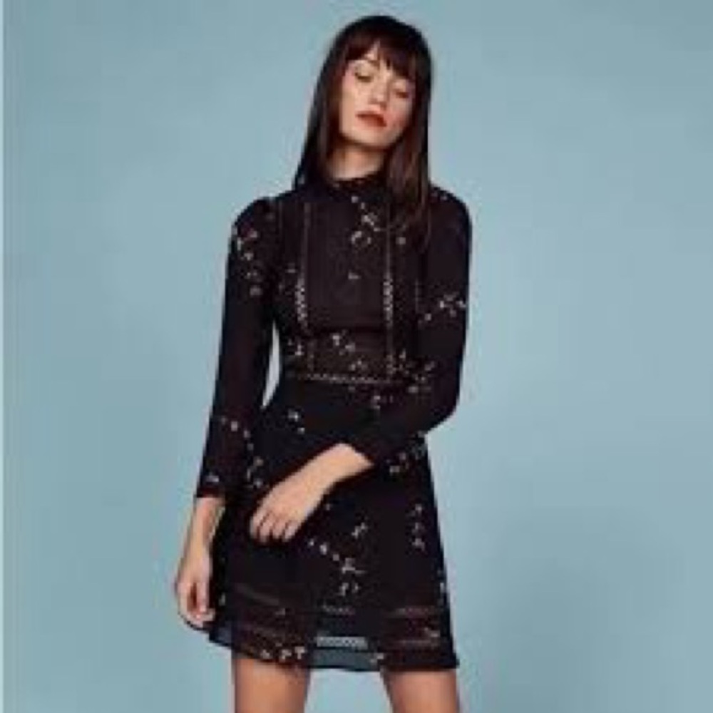 Reformation Florence Black Dress in Wildflower